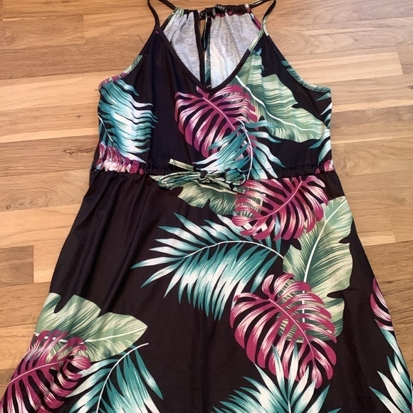 Huskary Tropical Floral Tie Cinched Waist Halter Maxi Dress Women’s S - Picture 2 of 15